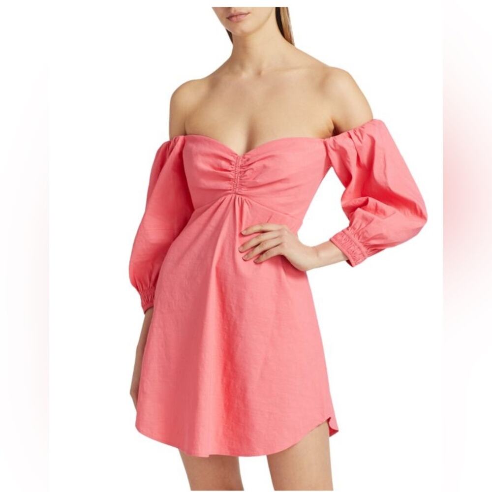 A.L.C. Mila Off-The-Shoulder Linen Mini Dress Size:12